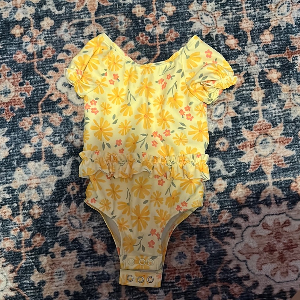 Carter's Yellow and Orange One Piece Swimsuit with Ruffles